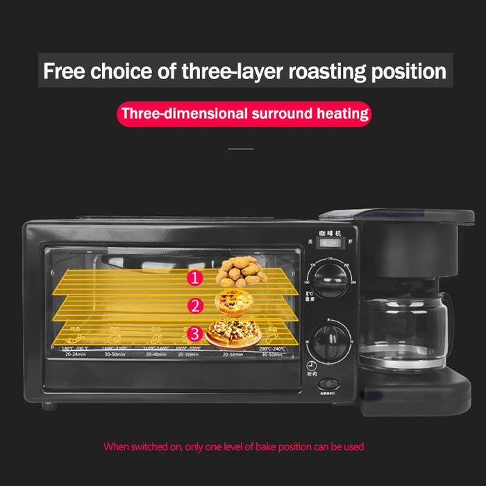 Backofen kaufen: 3-in-1-Frühstücksmaschine: Kaffeemaschine, Toaster, Hotdog-Maschine